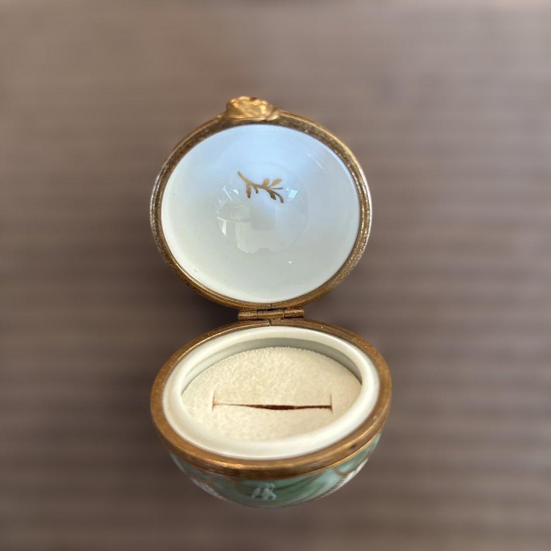 フランスリモージュ 花柄陶器製アクセサリーケース