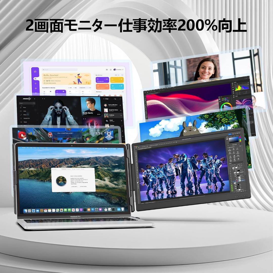 デュアルモニター⭐️14インチ モバイルモニター IPSパネル モニタ2画面拡張