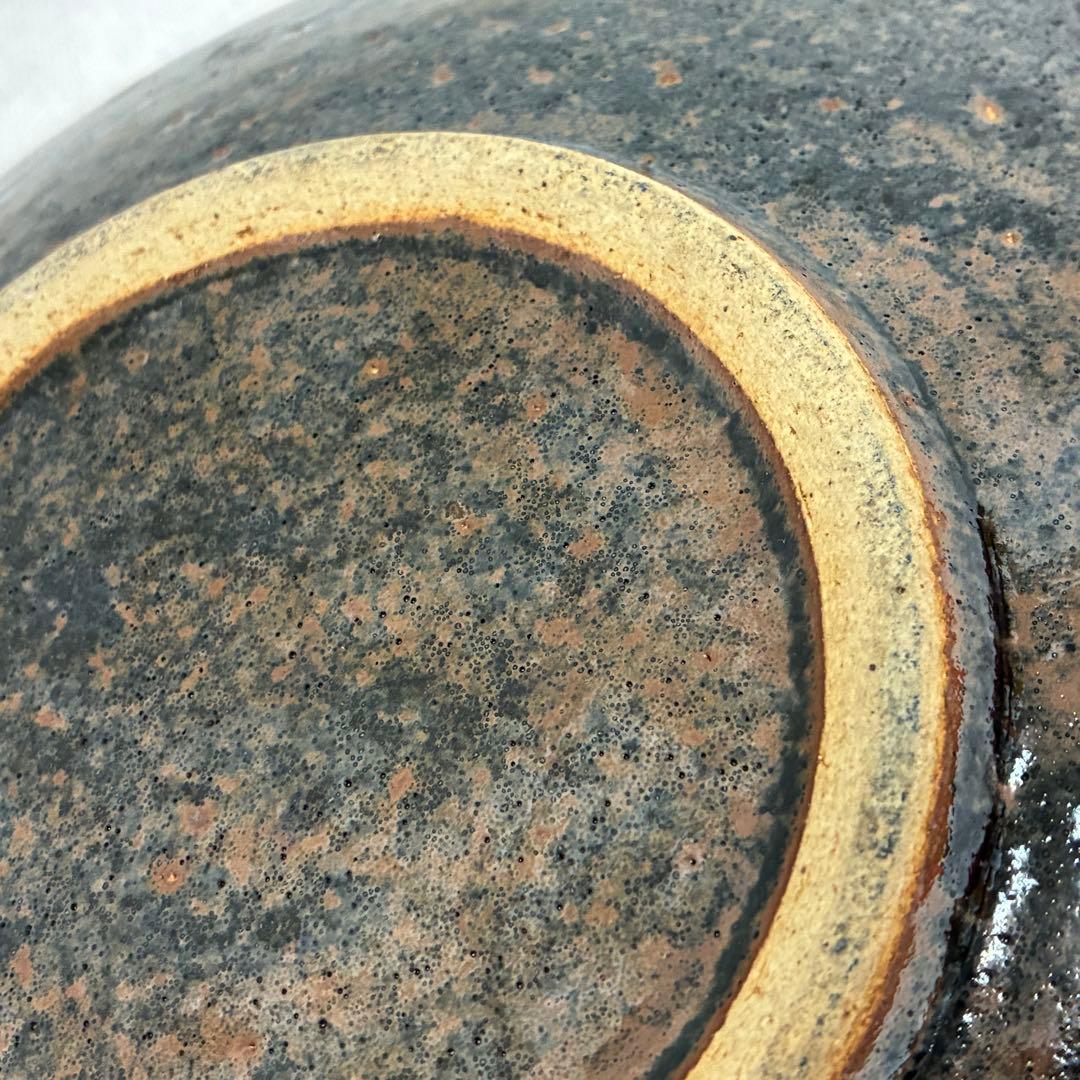 感じの良い和皿 黒波釉薬 大皿 プレート 陶芸 27.5cm