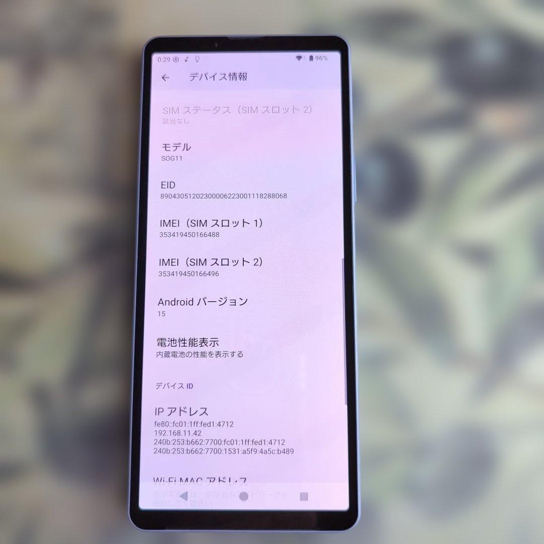 Xperia 10 V ディスプレイ焼けあり