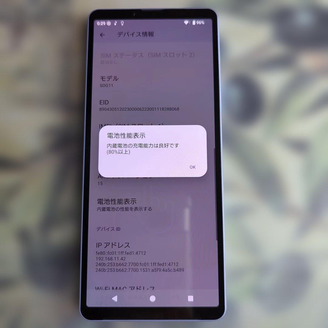 Xperia 10 V ディスプレイ焼けあり