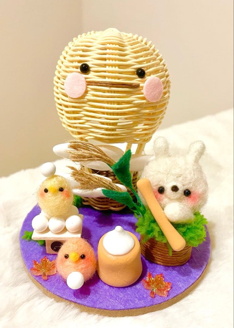 お月見✩.*˚お月見気球♡羊毛フェルト