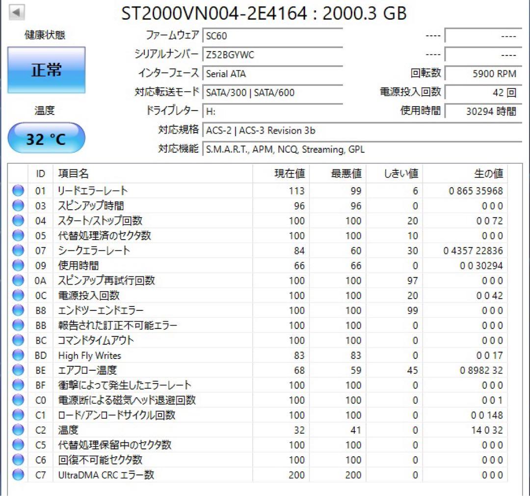 Seagate IronWolf 2TB NAS用HDD②