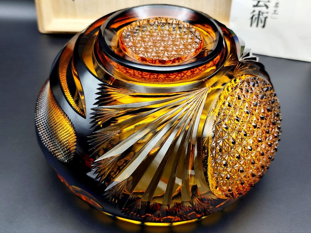 極上の逸品☆黒木国昭 綾切子 水指 二色被せガラス（切子、江戸切子、薩摩切子）