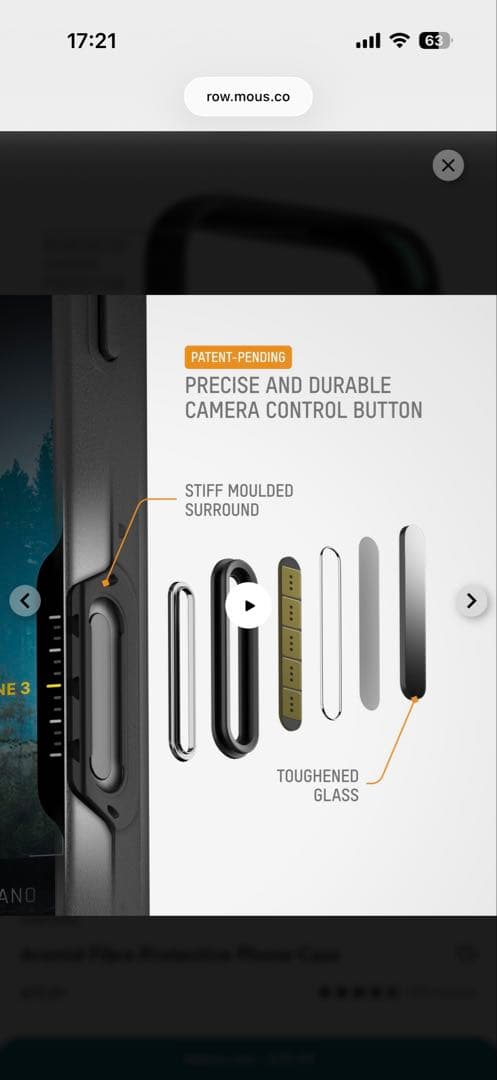 Mous iPhone17proケース カーボン柄 Aramid Fibre