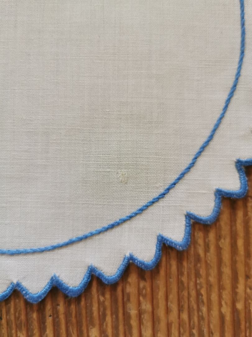 アンティーク スカラップ手縢り青糸刺繍ドイリー 手描き青花ホーリーカードセット