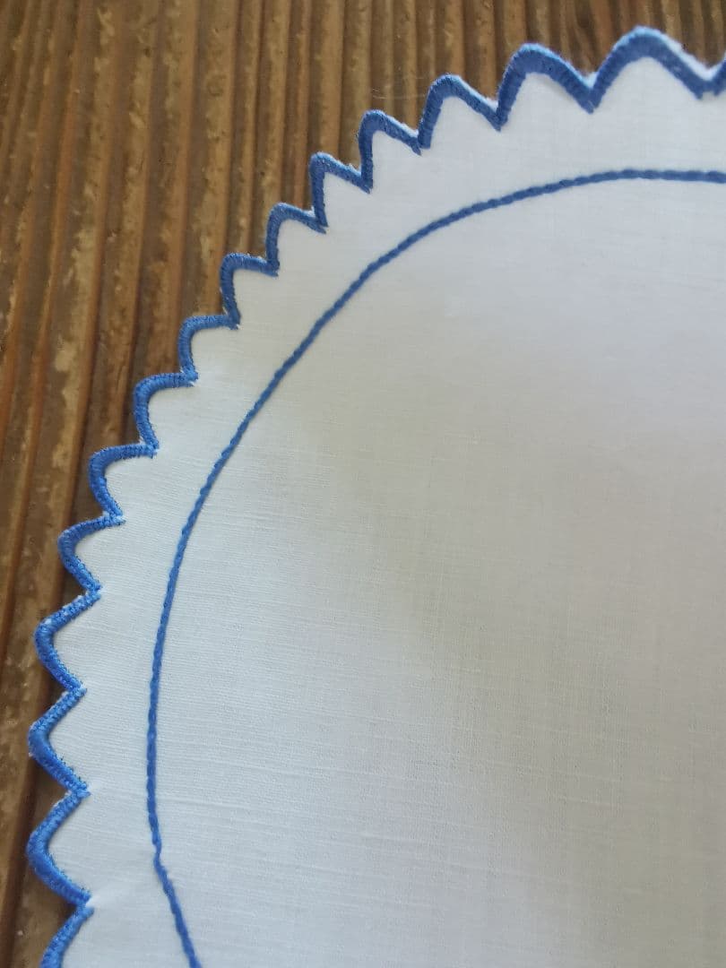 アンティーク スカラップ手縢り青糸刺繍ドイリー 手描き青花ホーリーカードセット