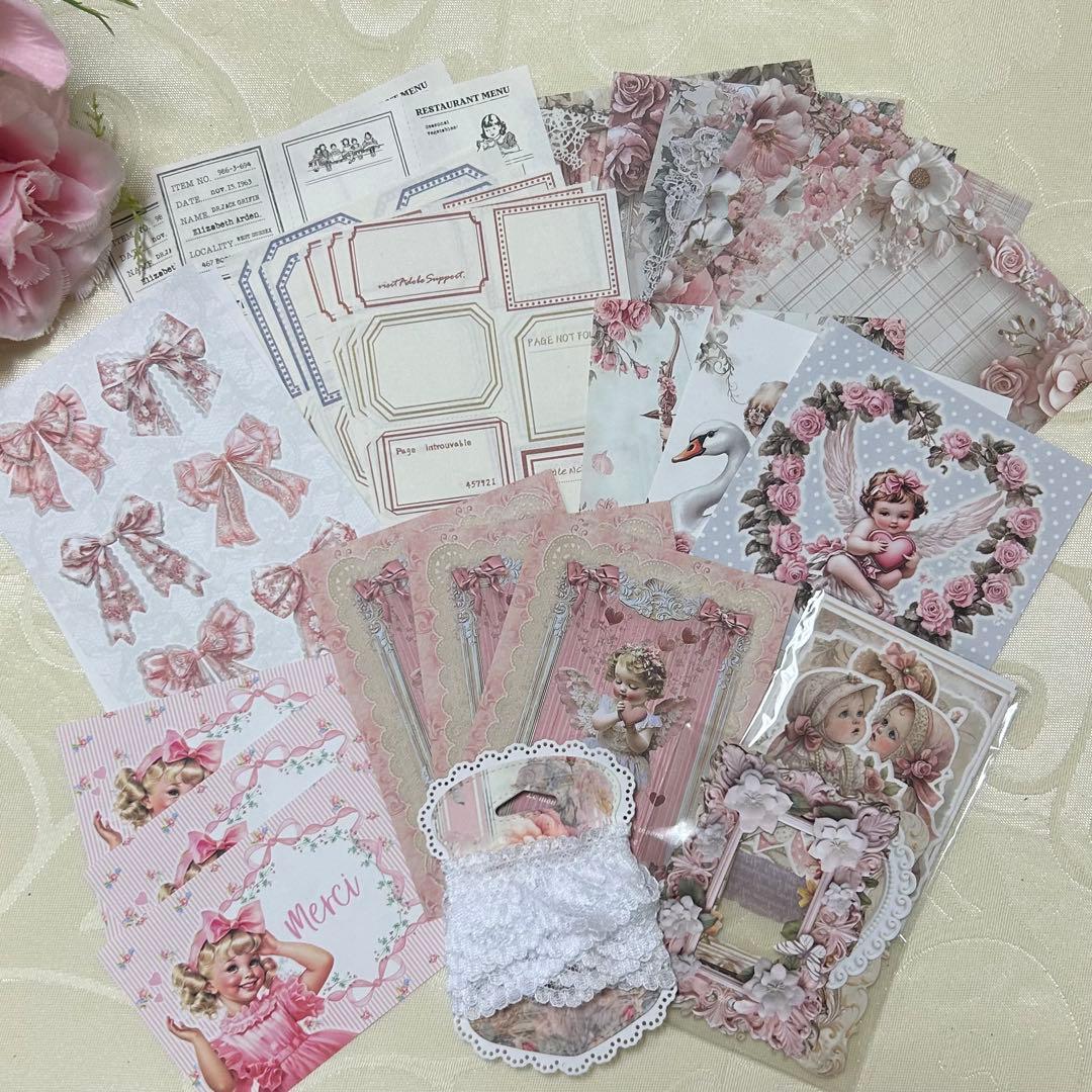 レースのトレペジャーナル&レター風ケース♡ コラージュ素材おすそ分け入