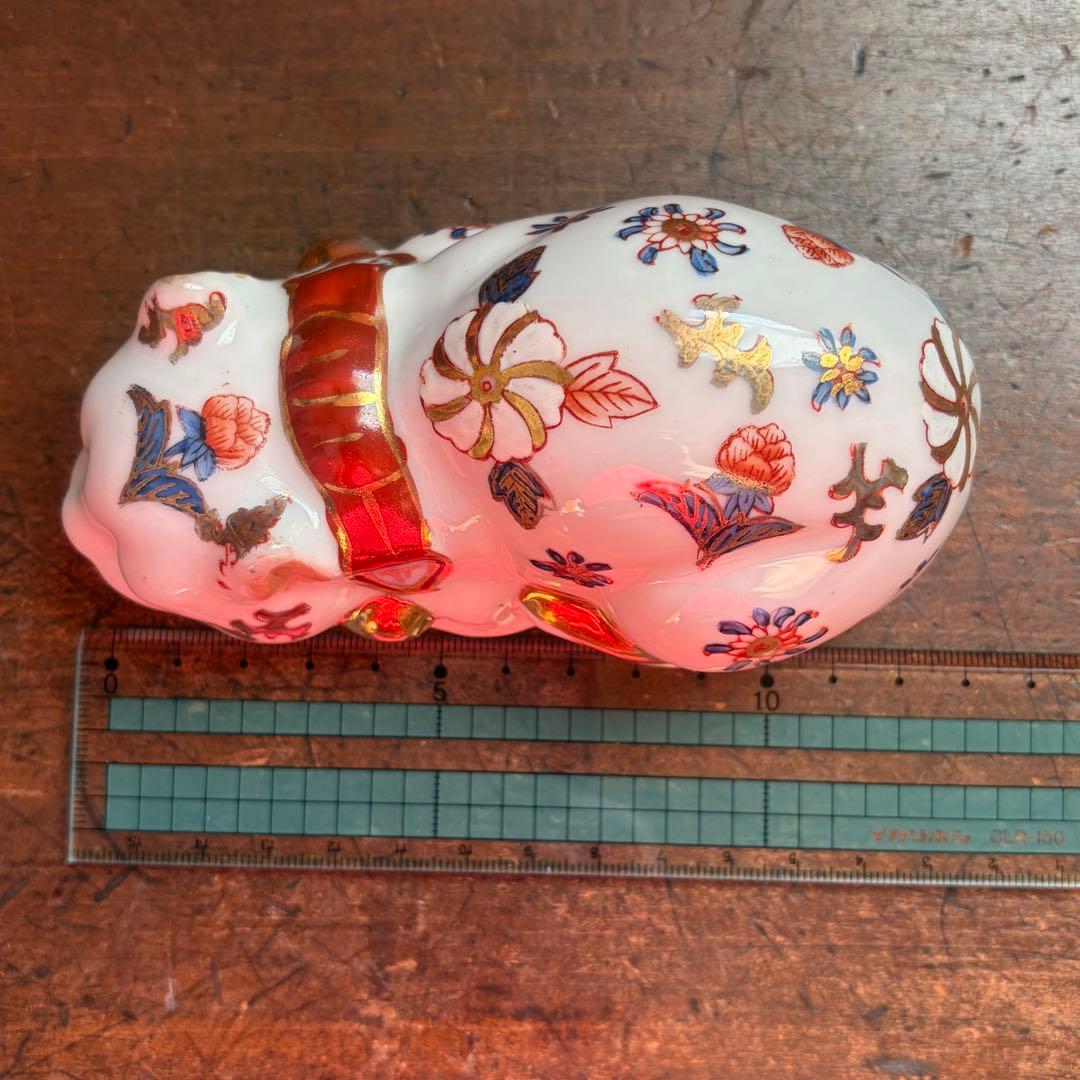 レトロ◇伊万里◇眠り猫◇陶器製◇約13㎝◇ねむり猫