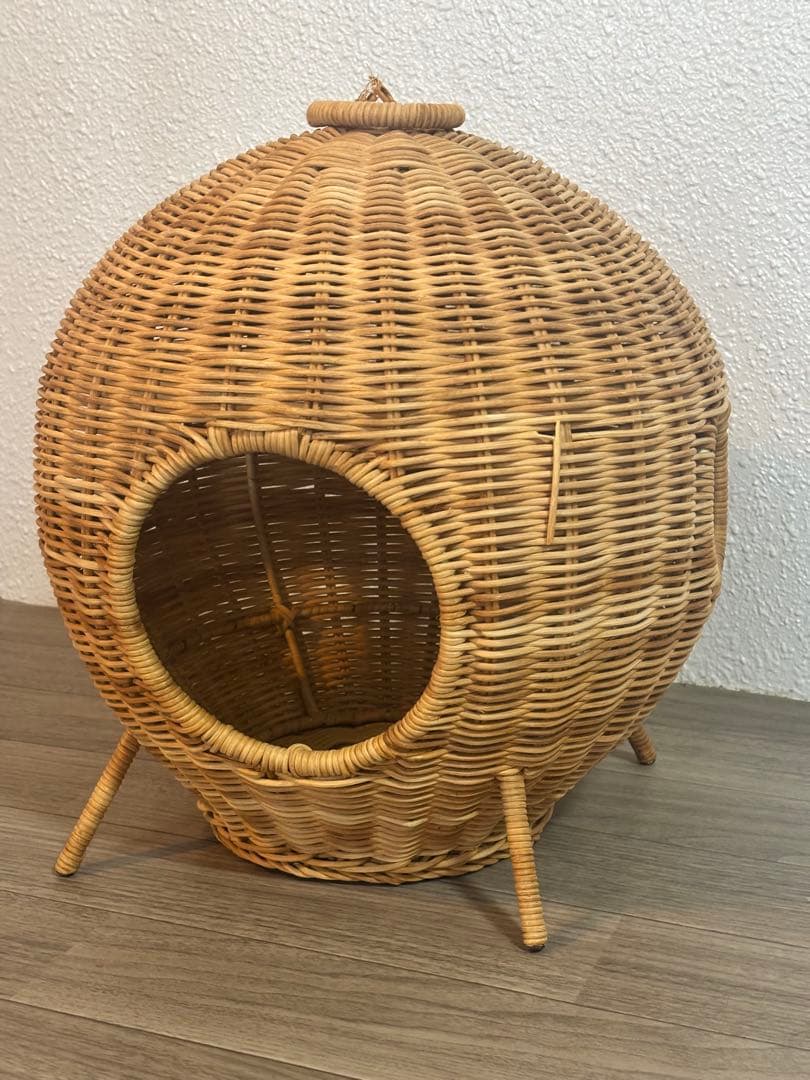 ウィッカー製キャットハウス 球形