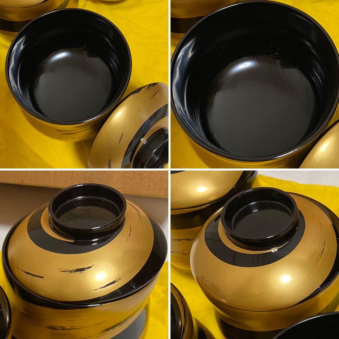 【輪島塗】　吸物椀　汁椀　5客　漆器　箔蒔絵