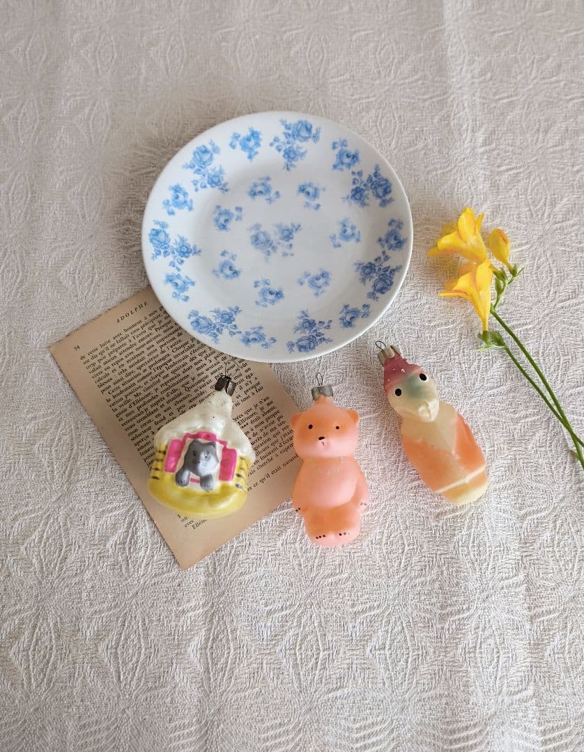 * old ornament ❀ おうち猫ちゃん グレー＆イエロー・ピンク