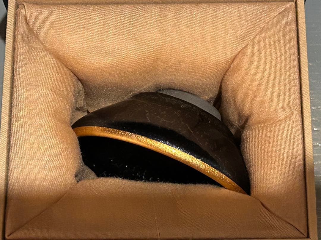 銘有　中国古美術　蒔絵の棗　天目茶碗　龍顔に鳳凰の体　呑み口金塗り 箱付き　建盞