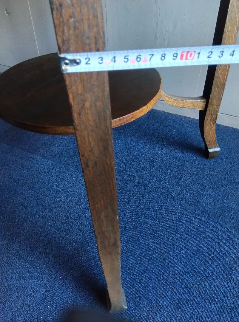 木製円形テーブル 象嵌　ヴィンテージ　　高さ約76.5cm　天板直径約76cm