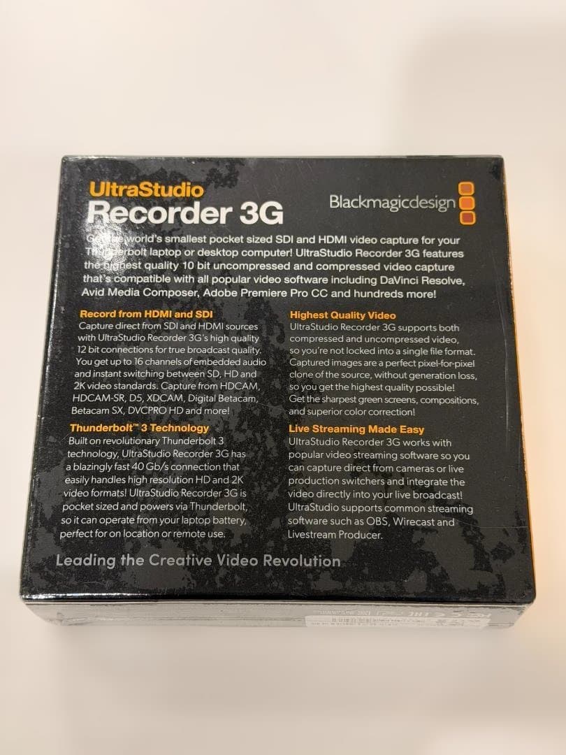 新品未開封 Blackmagic Design Recorder 3G