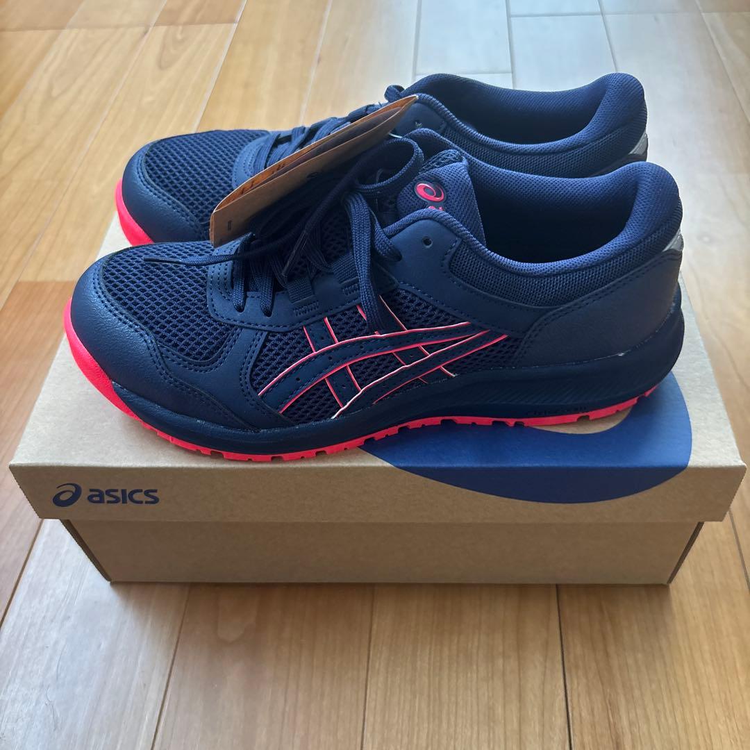 新品未使用　23.5センチ　 ASICS 安全靴 ネイビー/レッド