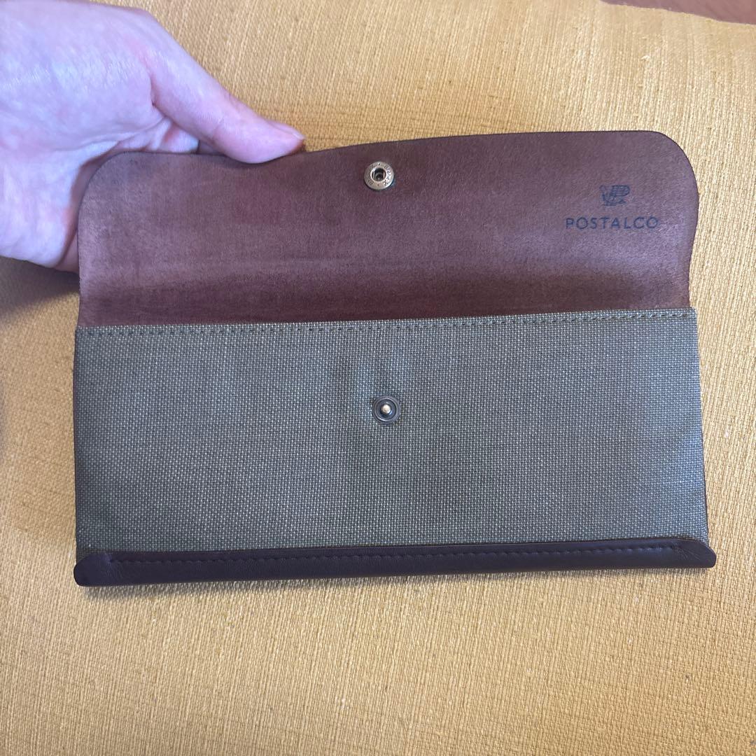 POSTALCO ブラウン レザー キャンバス 筆箱