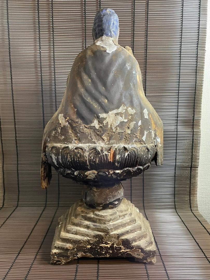 『阿弥陀如来坐像』来迎印　木彫り　仏像　江戸　室町　高さ50cm 時代物