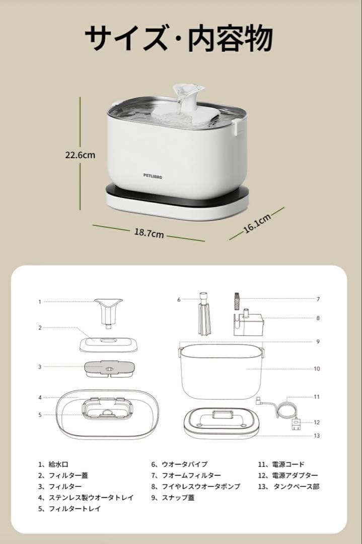 ★新品激安★PETLIBRO コードレス 自動給水器 ホワイト