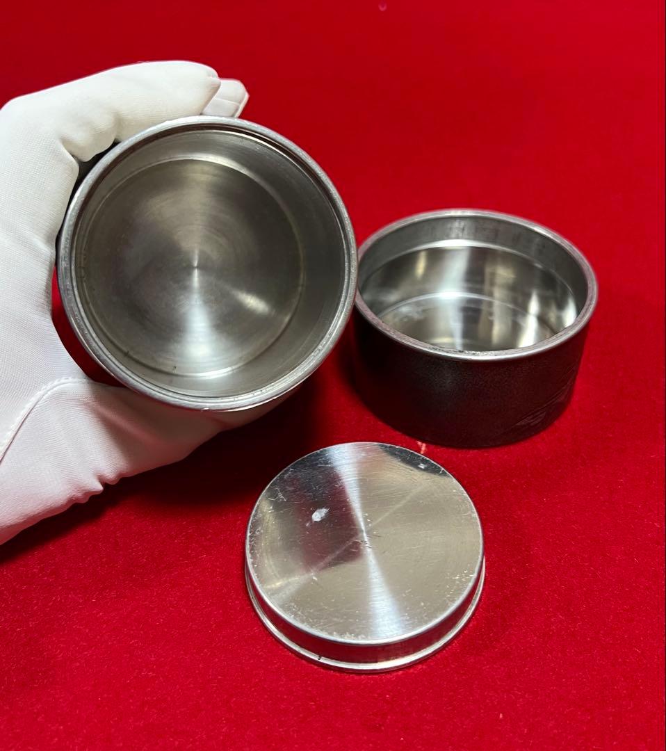 骨董品 茶筒 茶入れ 間村自造 古錫製 鳳穿牡丹 茶道具 煎茶道具 茶道