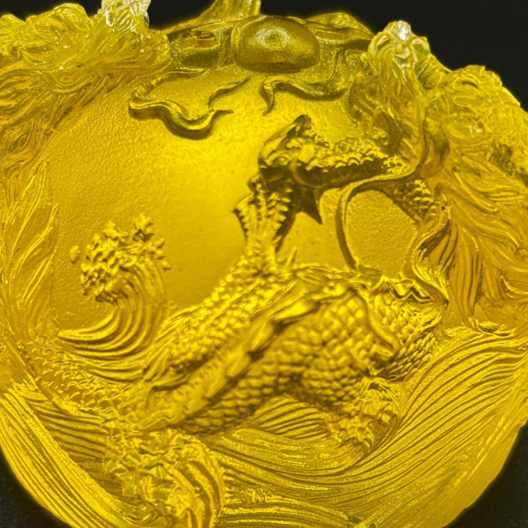 tittot 琉園 クリスタルガラス ドラゴン 龍 置物 台湾 黄色
