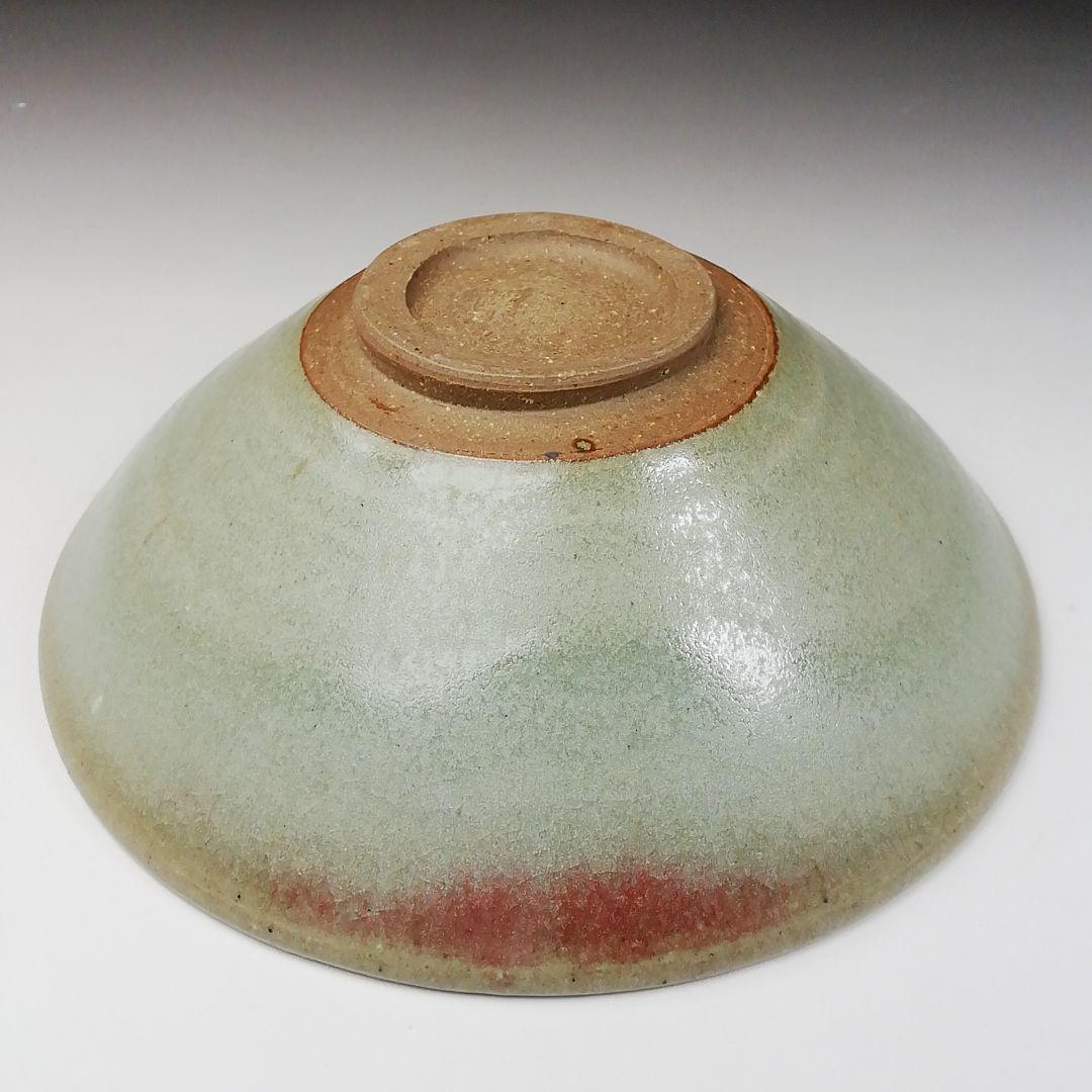 Ｔ７０　茶碗　『辰砂打　青瓷平茶碗』『椿窯　荒尾寛』　共箱　抹茶碗　茶道具