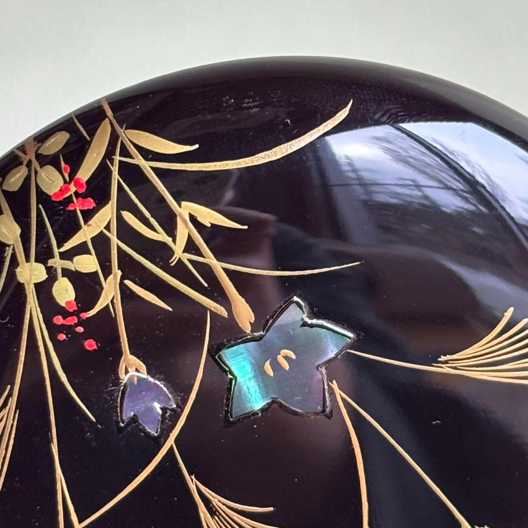 中出松峰作 金輪寺 秋草蒔絵 棗 共箱 茶道具 （7）