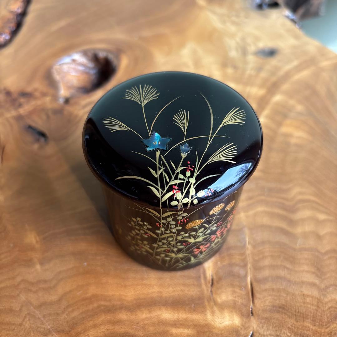中出松峰作 金輪寺 秋草蒔絵 棗 共箱 茶道具 （7）