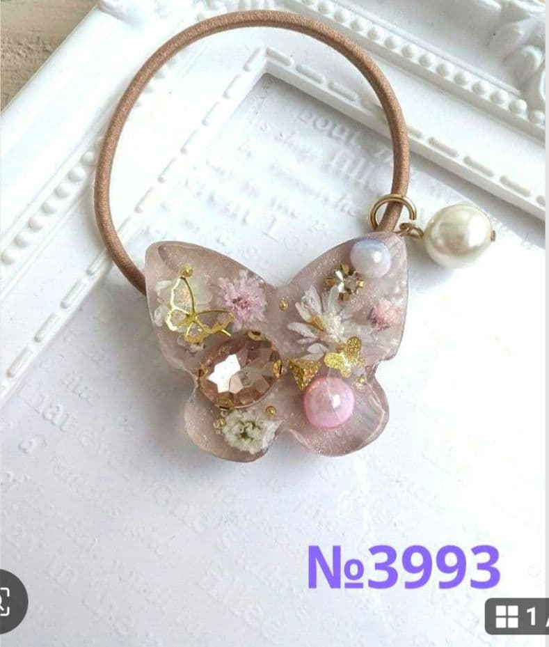 mamerin ♪様お取り置き№3986 お花型チェック柄レジンヘアゴム