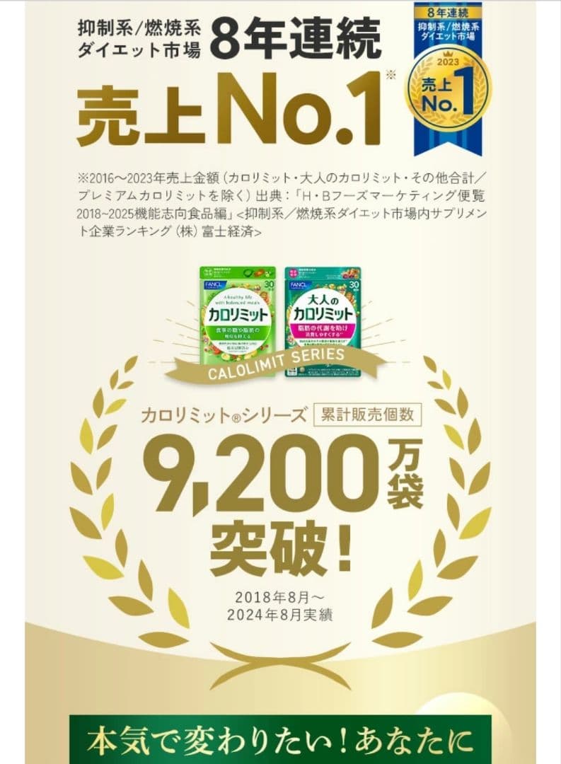 【新品未開封】FANCL プレミアムカロリミット 120粒(30日分)×3袋