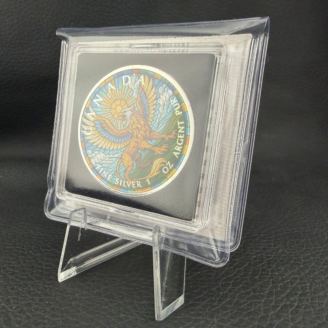メイプルリーフ 銀貨 カラー ステンドグラスグリフォン 1オンス 1oz