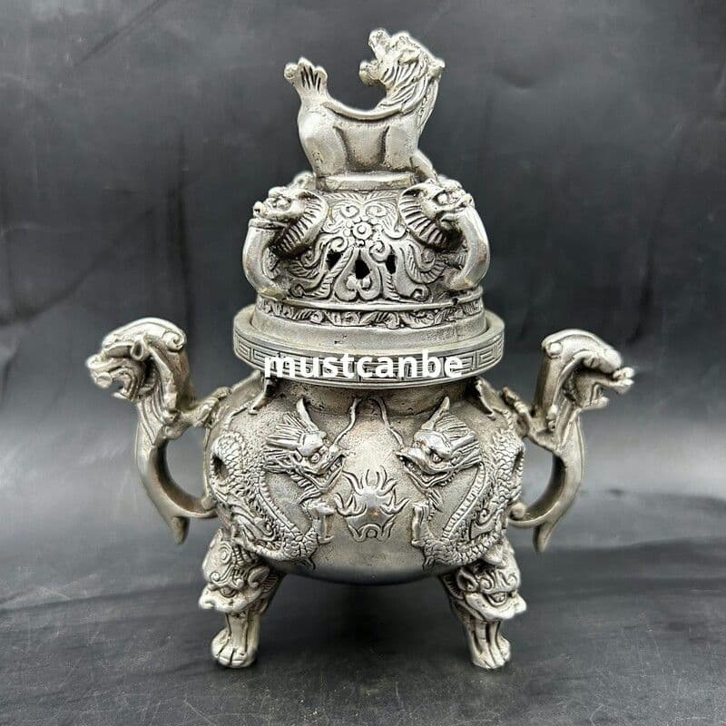 香炉 二龍戯珠銅香炉 香道具 茶道具装飾品 工芸品 置物