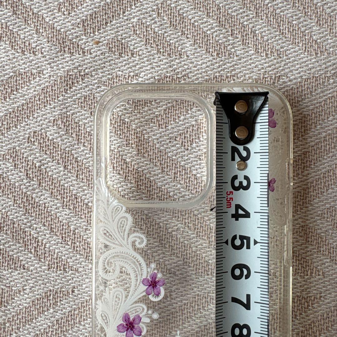 iPhone レースフラワー バタフライパターン クリア 保護カバー