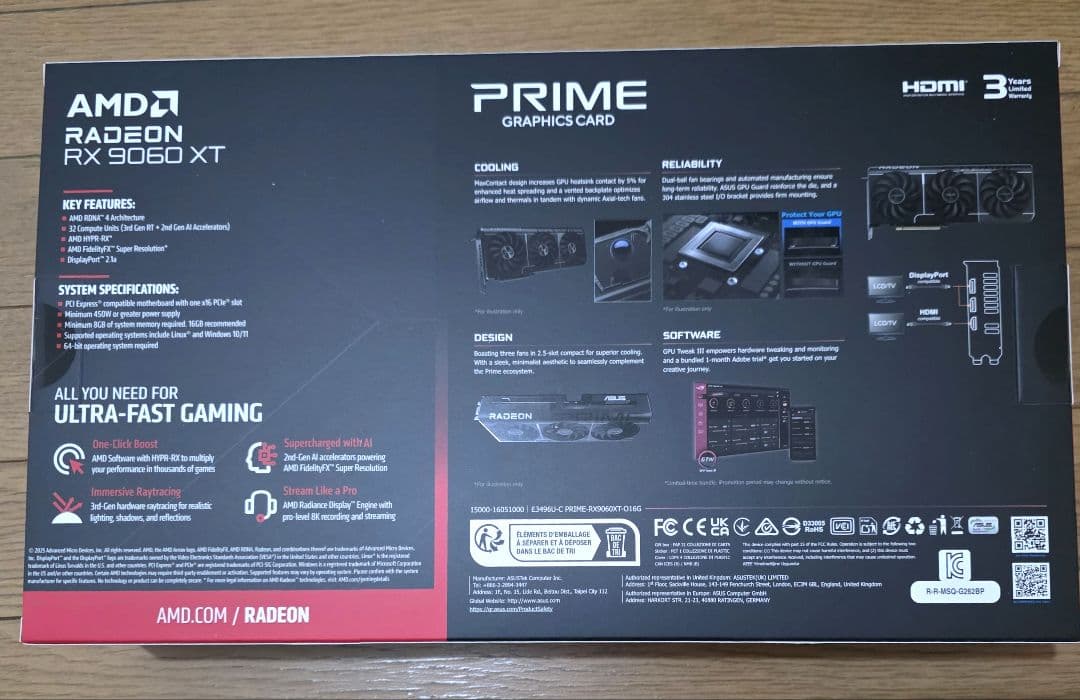 ASUS Radeon RX9060XT 16GB OC 3連　新品未開封