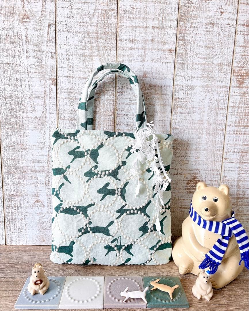 専用⚘ハンドメイドお散歩トート◌runrunrun柄タンバリン柄◌ミナ好きのお方