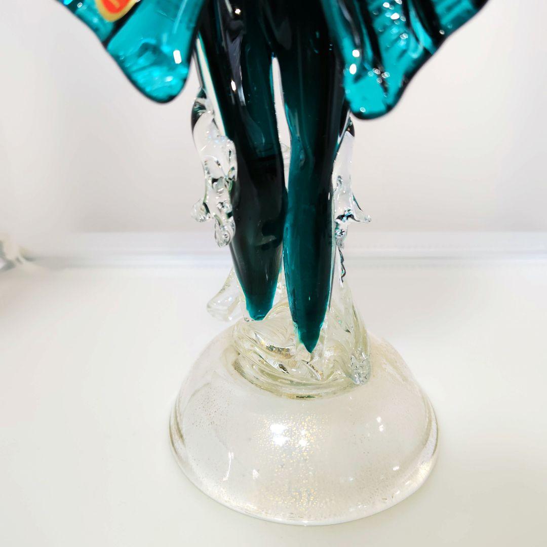 ベネチアンガラス　ムラーノ ガラス　New Arte 90　金彩　30cm　青緑