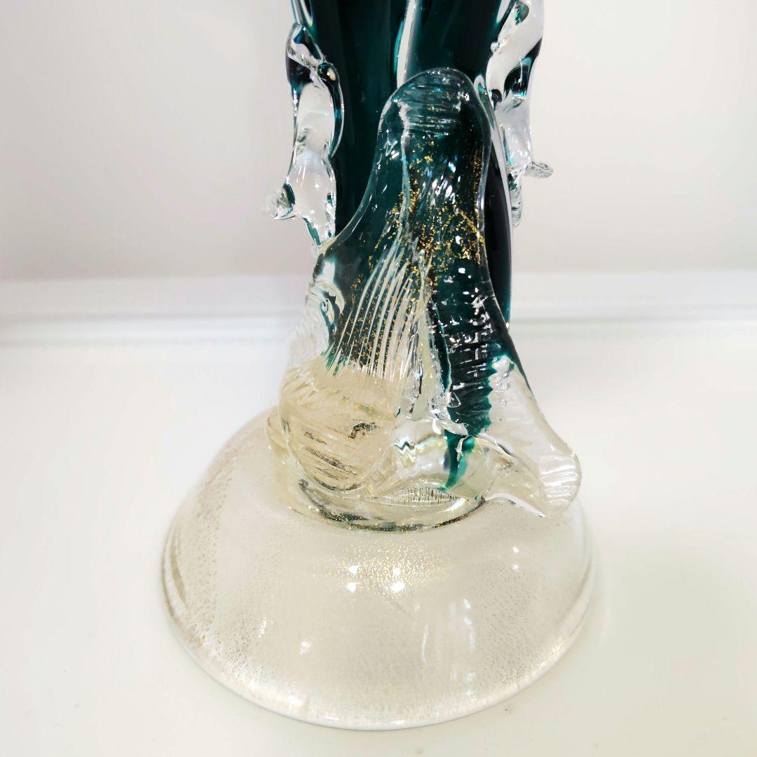 ベネチアンガラス　ムラーノ ガラス　New Arte 90　金彩　30cm　青緑