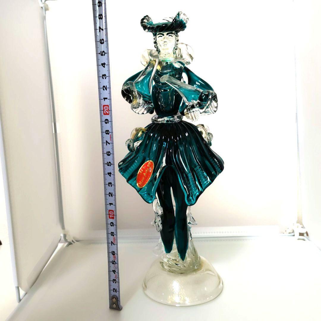 ベネチアンガラス　ムラーノ ガラス　New Arte 90　金彩　30cm　青緑