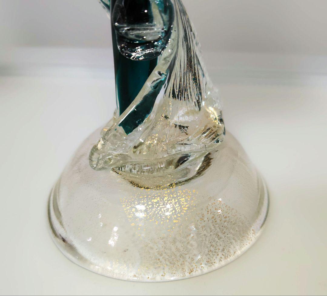 ベネチアンガラス　ムラーノ ガラス　New Arte 90　金彩　30cm　青緑