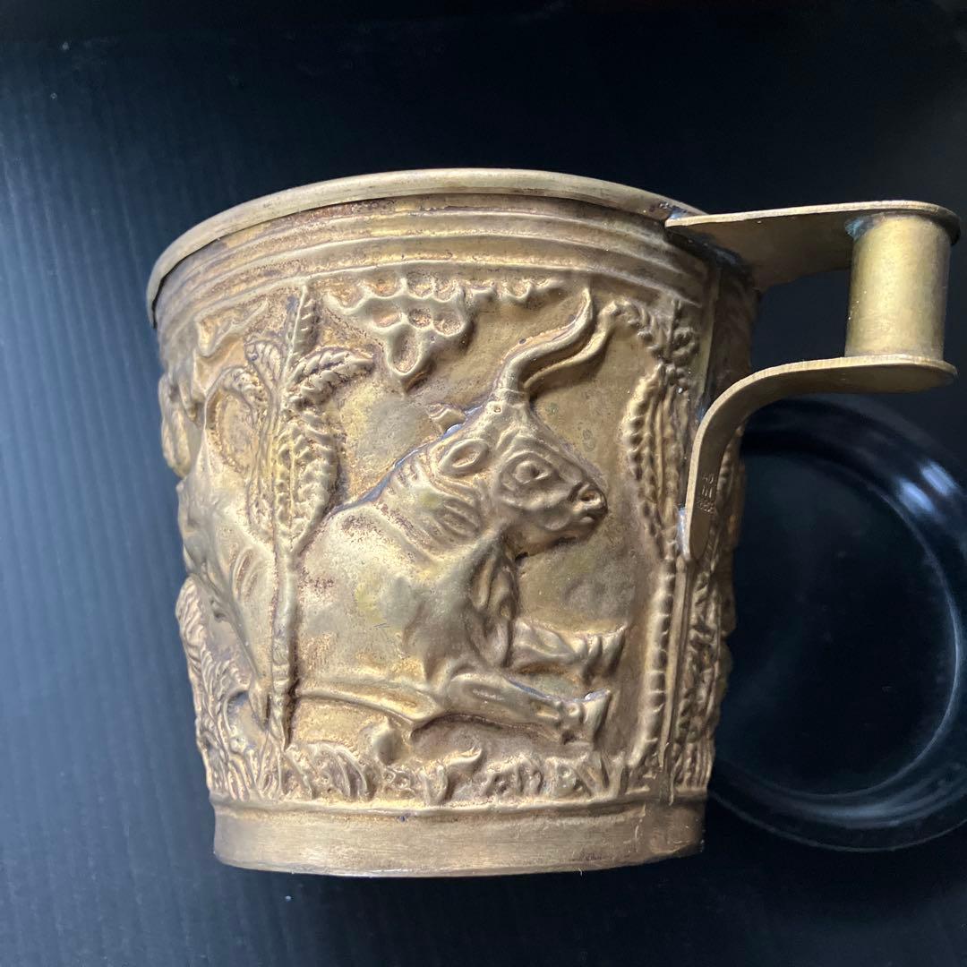 ギリシャミケーネ文明金細工カップ　レプリカ　24kメッキ　ヴァフェイオ金杯カップ