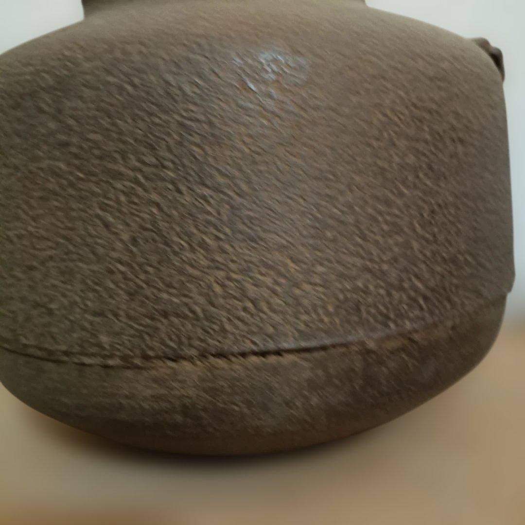 鉄製 茶釜 蓋付き ダークブラウン