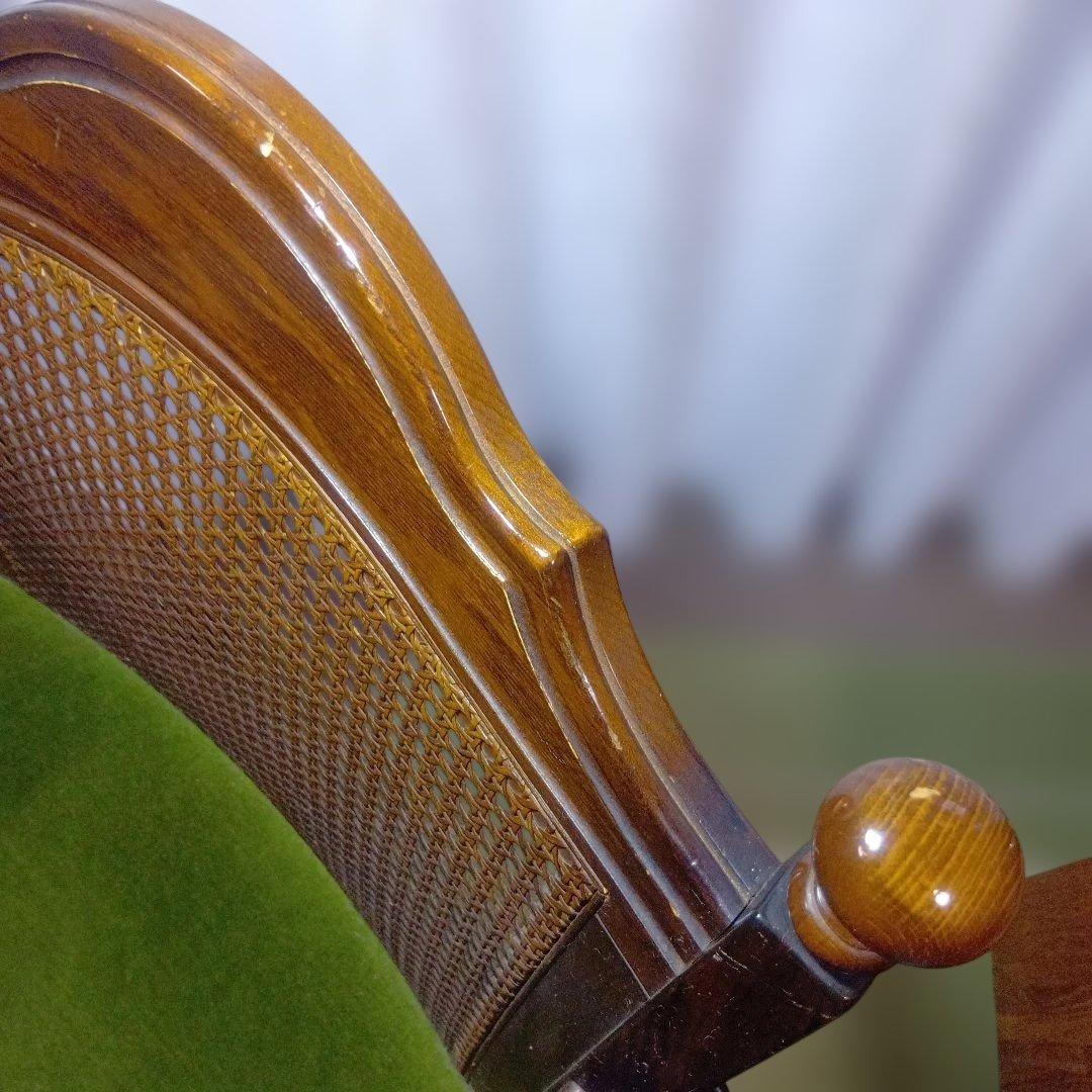 ★オールドカリモクbackrest-rattanモケットグリーンkarimoku