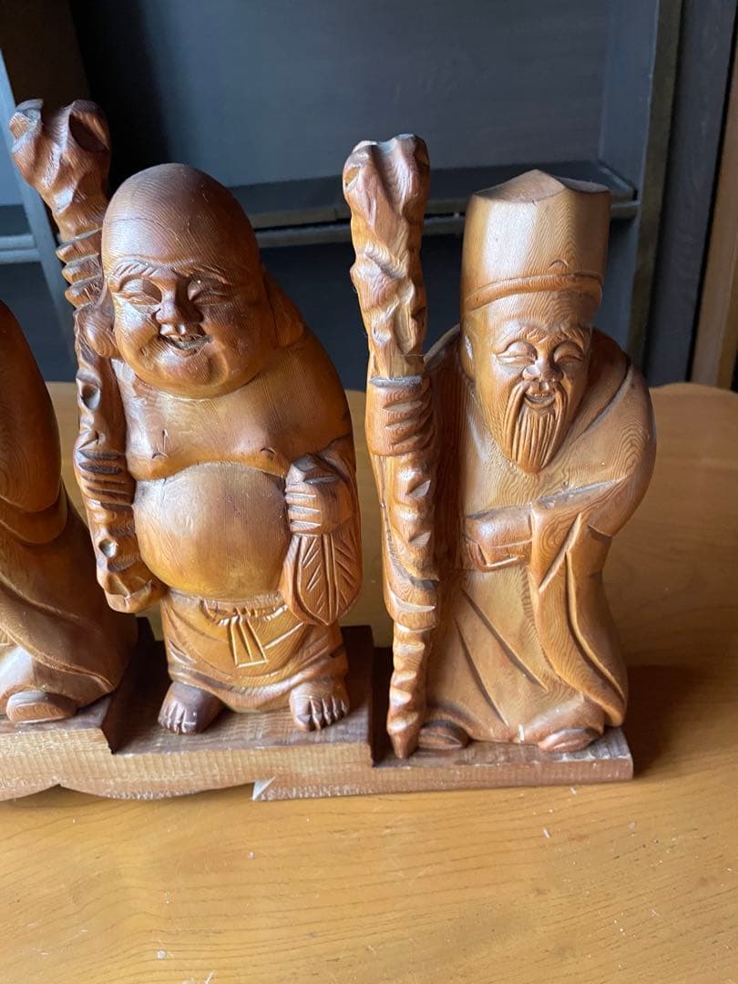木製 七福神像 伝統工芸品 約30cm