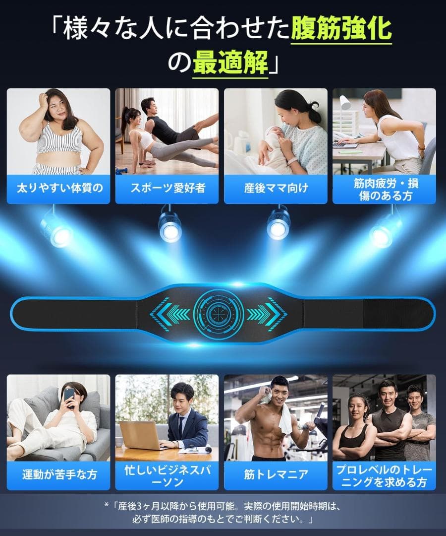 腹筋ベルト消費カロリーリアルタイム表示 10モード×30レベル ダイエット