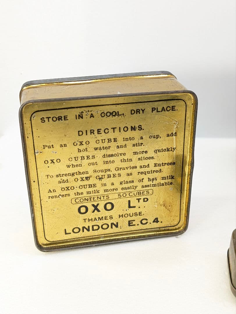 イギリス アンティーク oxo缶 ２個セット 格子柄