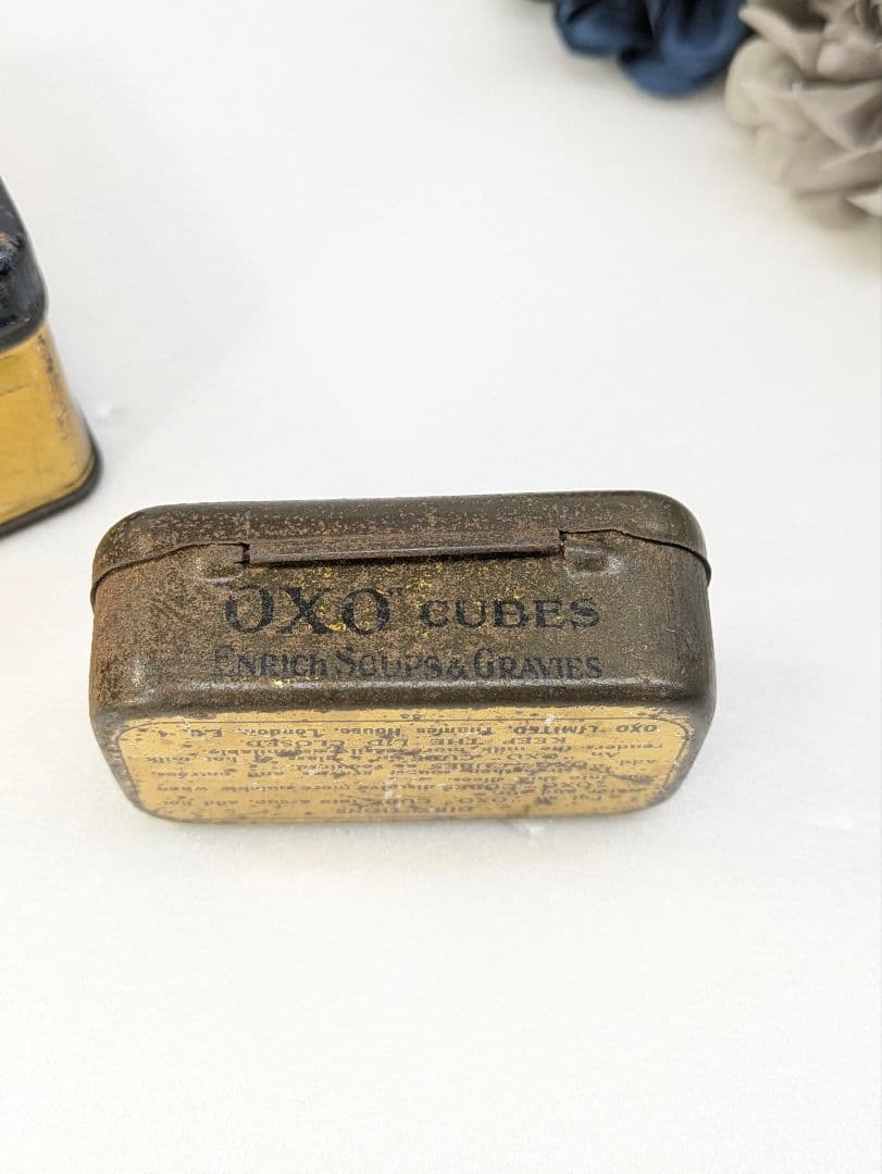 イギリス アンティーク oxo缶 ２個セット 格子柄