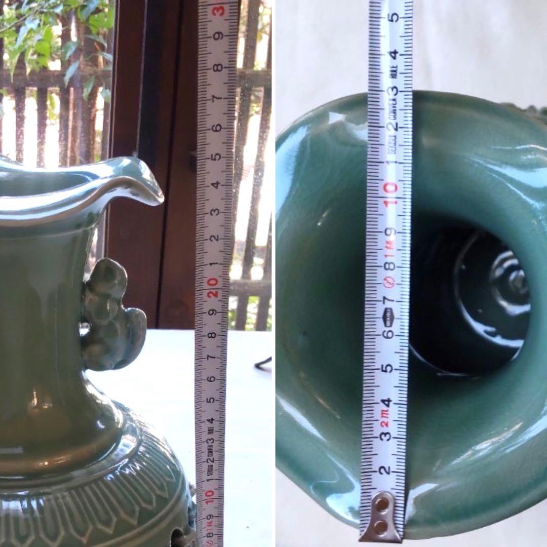 【高麗青磁　網目透の花瓶】古物　陶器