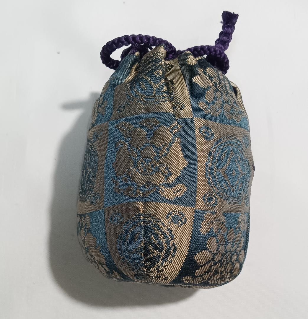 茶道具　明光窯長森慶作　中興名物瀬戸二見写茶入　遠州緞子仕覆　超美品！！