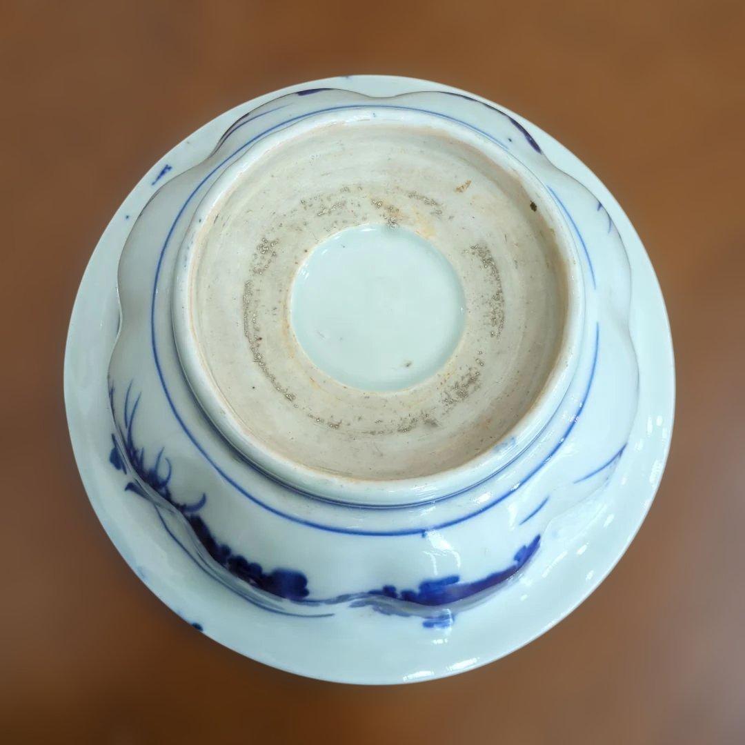 骨董　伊万里　鉢　ベロ藍　器　陶器　盛鉢　染め付け　古伊万里