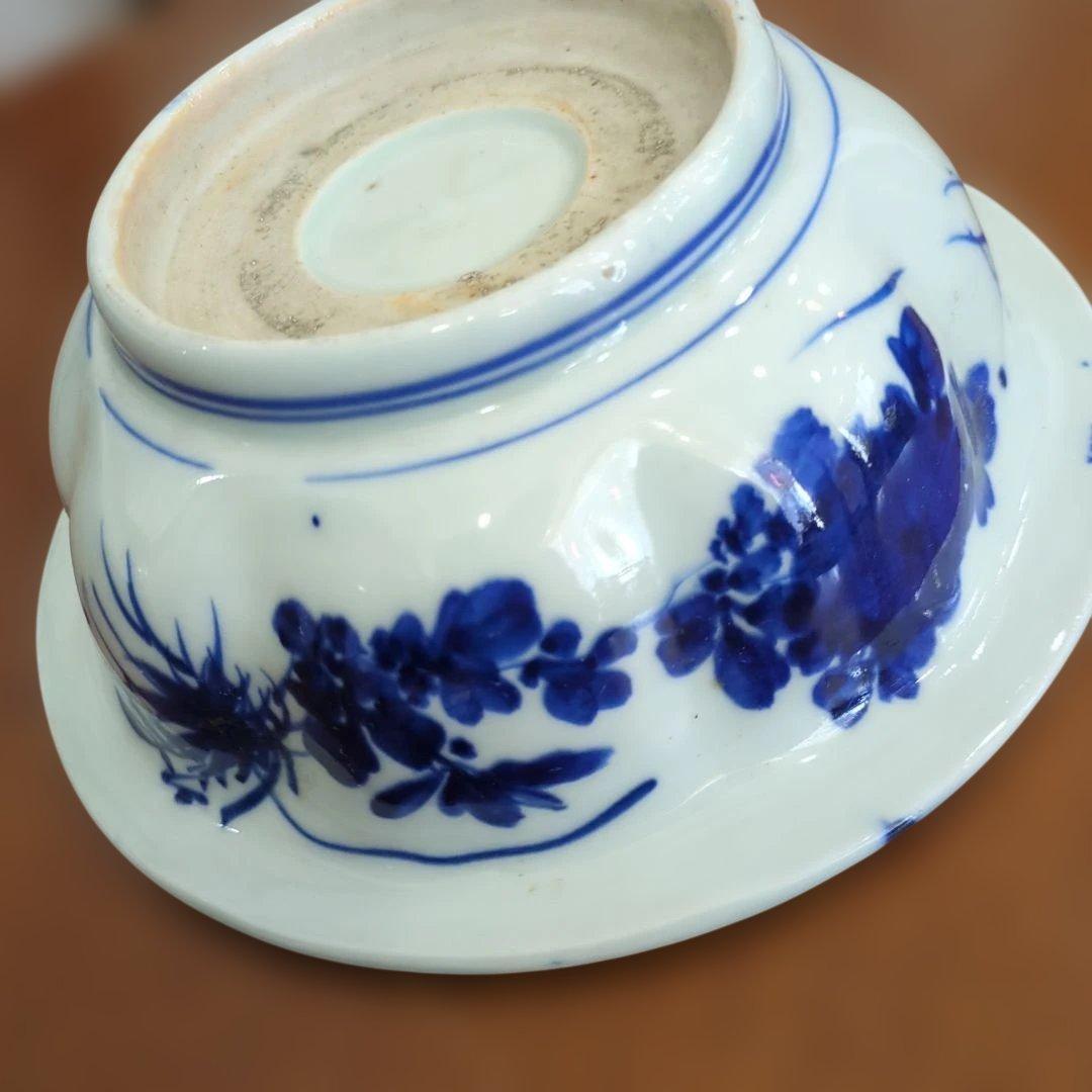 骨董　伊万里　鉢　ベロ藍　器　陶器　盛鉢　染め付け　古伊万里